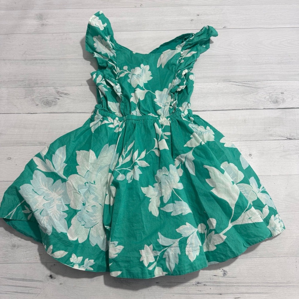 Tea collection girls teal white floral dress size 5
